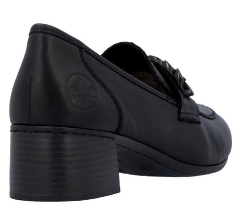 Pantofi casual, dama, RIEKER, 41660-00, negru, piele naturala